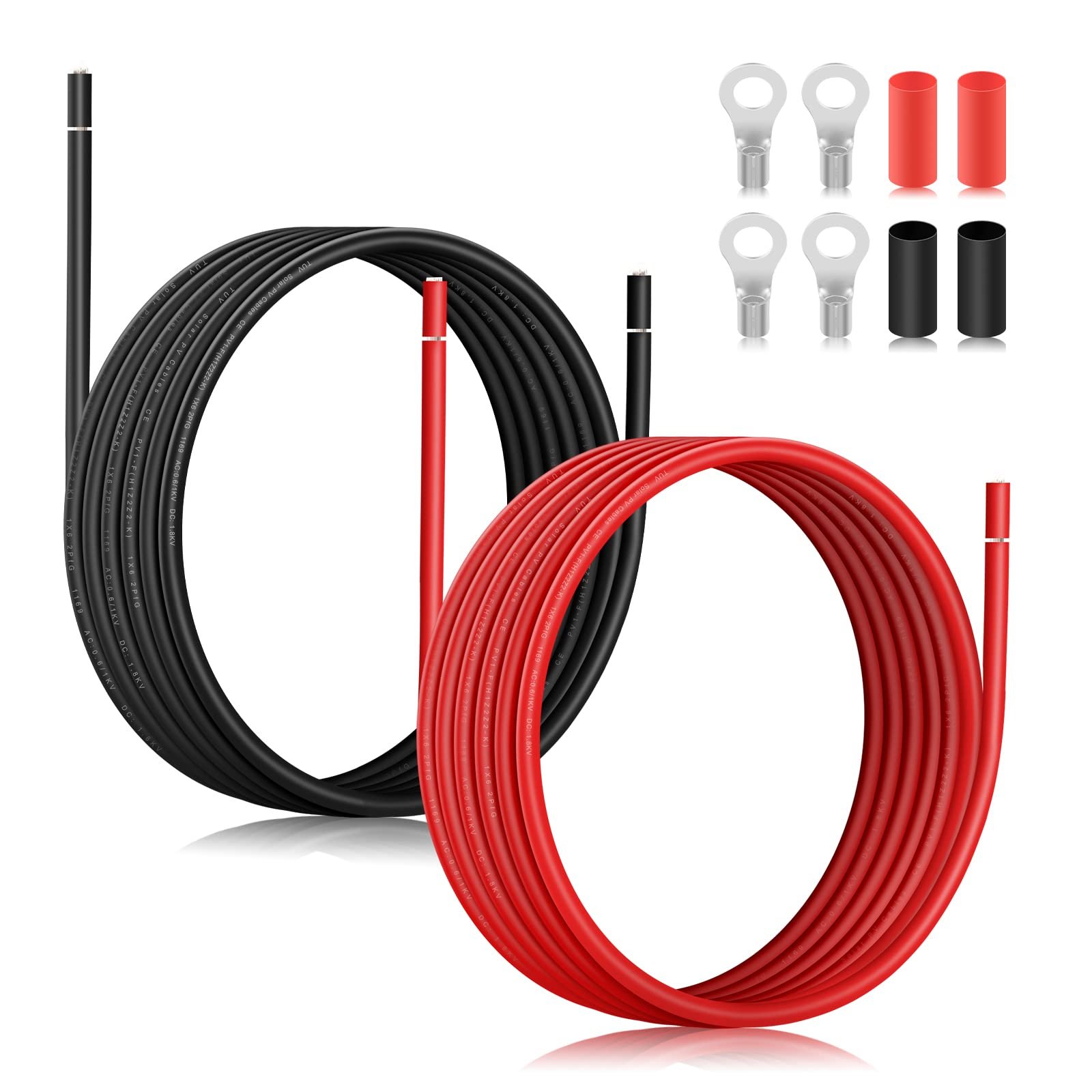 Cable de cobre solar #10awg,600v,color negro/rojo