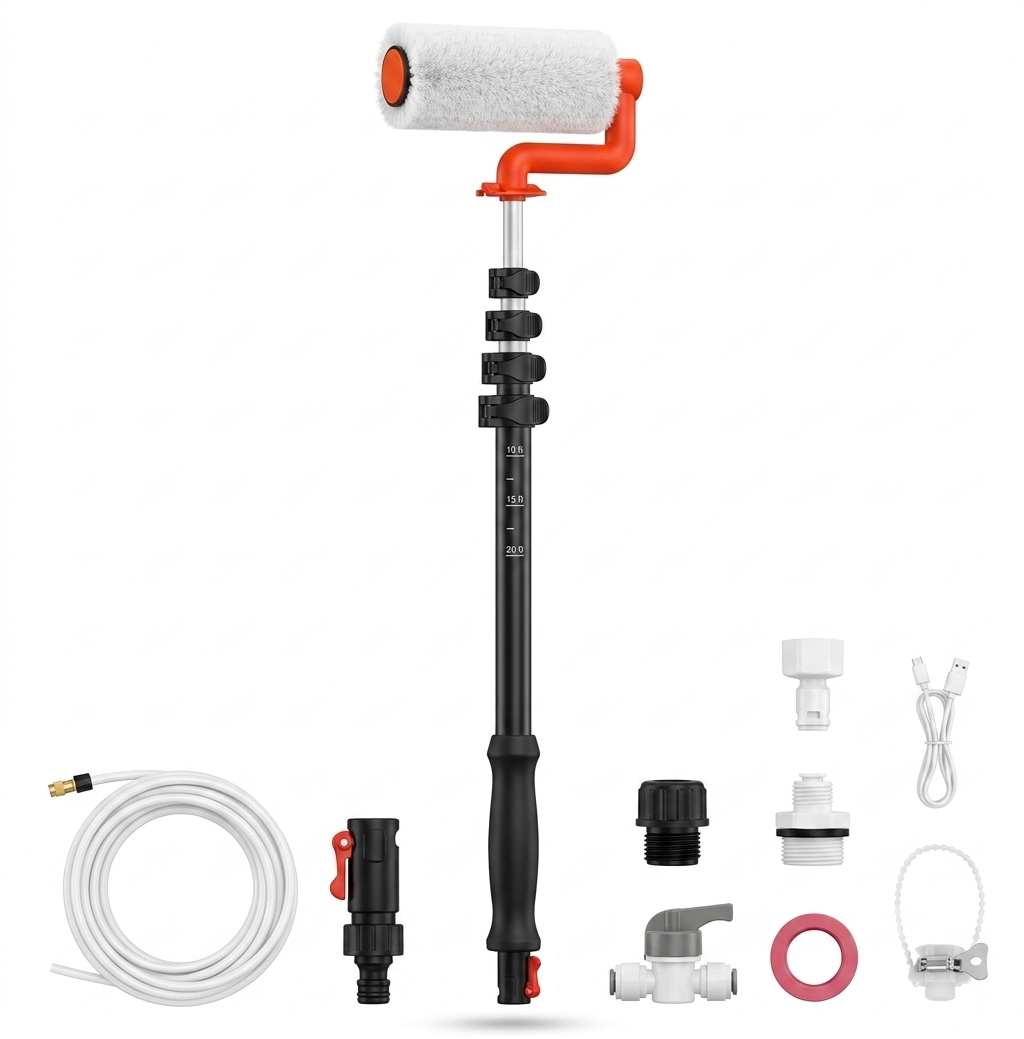 Kit de limpieza para panel solar, 20ft cepillo telescopico
