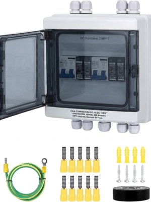 Caja Combinatorio de 2 MPPT con Breaker Riel Din de 5000 VDC y 30 Amperios de Proteccion por circuitos incluye DPS y Supresor de Picos