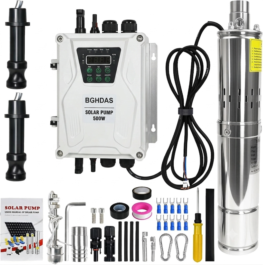 Bomba Solar BGHDAS 500 Watts, 7.9 GlPM, Pozos de 393 ft de altura