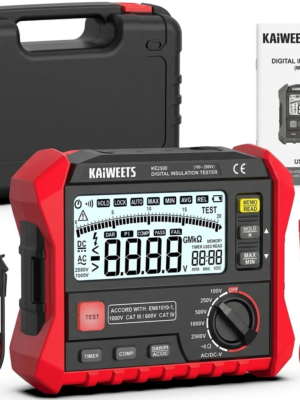 Probador de resistencia de aislamiento o MEGOHMETRO KAIWEETS (100V/250V/500/1000V/2500) para sistemas solares